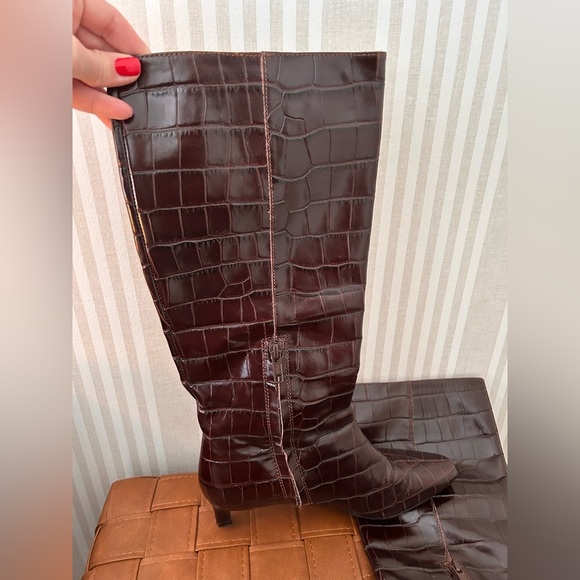 Madewell The Dimes Leather Kitten-Heel Knee Boot Chocolate Raisin Women Size 7 - Picture 9 of 15